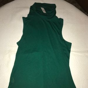 LOFT Green Sleeveless Turtleneck Top